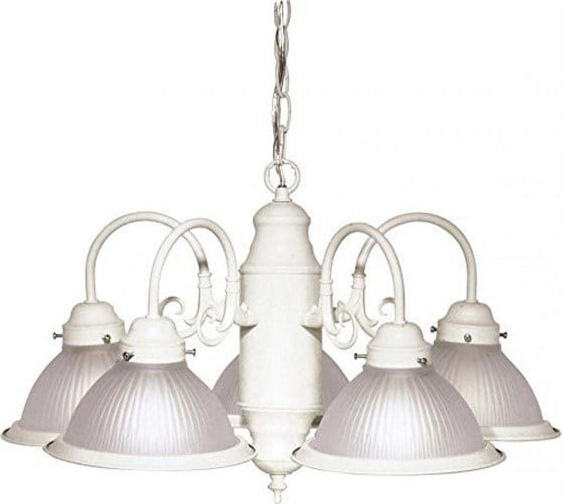 Transitional Textured White 5-Light Ribbed Glass Chandelier