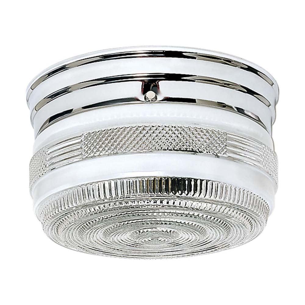 Polished Chrome Drum Glass Flush Mount Ceiling Light