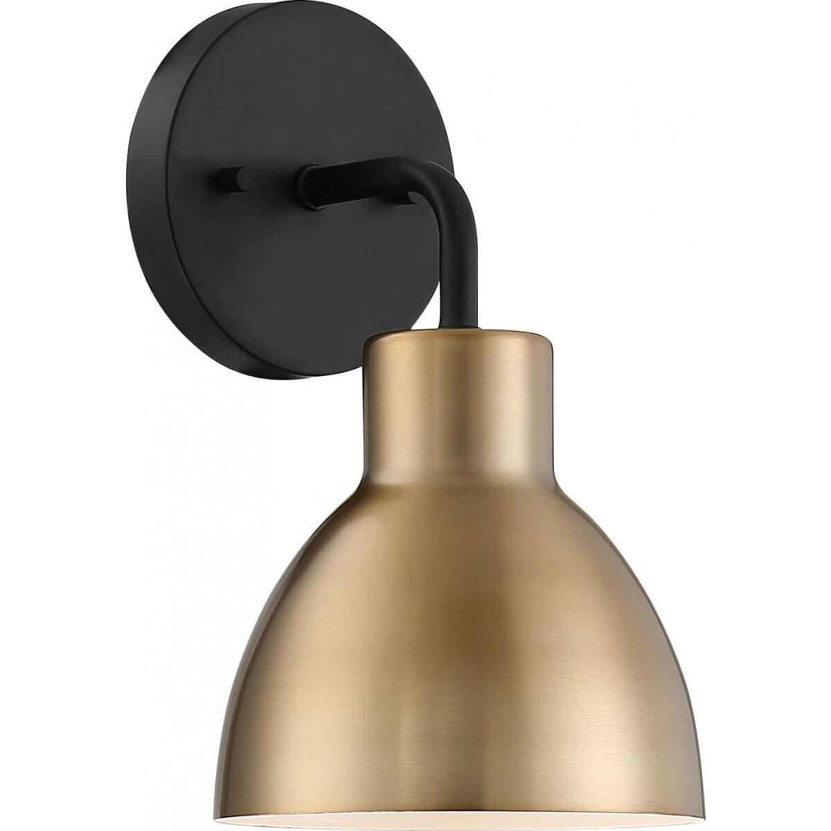 Nuvo Lighting 60/6771 Sloan 10" Tall Bathroom Sconce - Matte Black / Burnished Brass