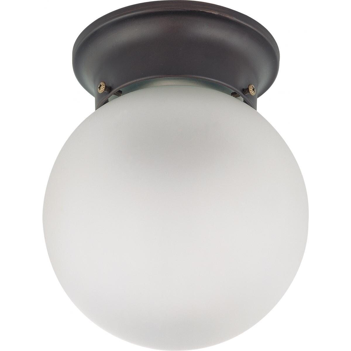 Bronze and Glass Globe Flush Mount Ceiling Light