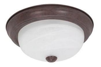 XylehR 60/205 Flush Mounted Dome Light Fixture, 11", Old Bronze/Alabaster Glass