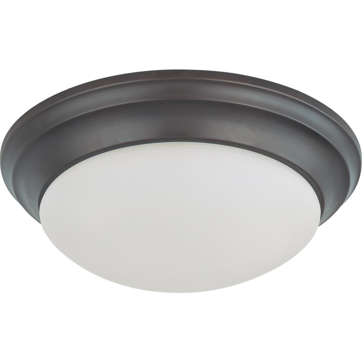 Mahogany Bronze 14" Flush Mount Glass Ceiling Light