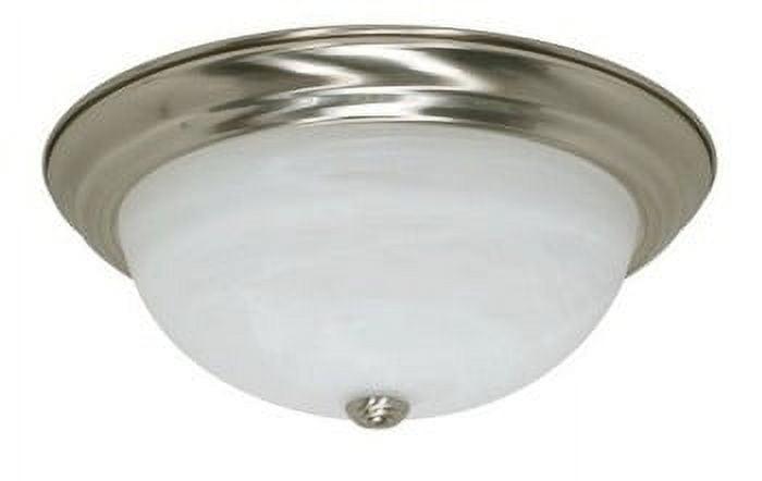 15" Brushed Nickel Alabaster Glass Flush Mount Light