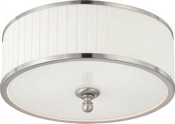 Candice Brushed Nickel 3-Light Flush Dome with Pleated Fabric Shade