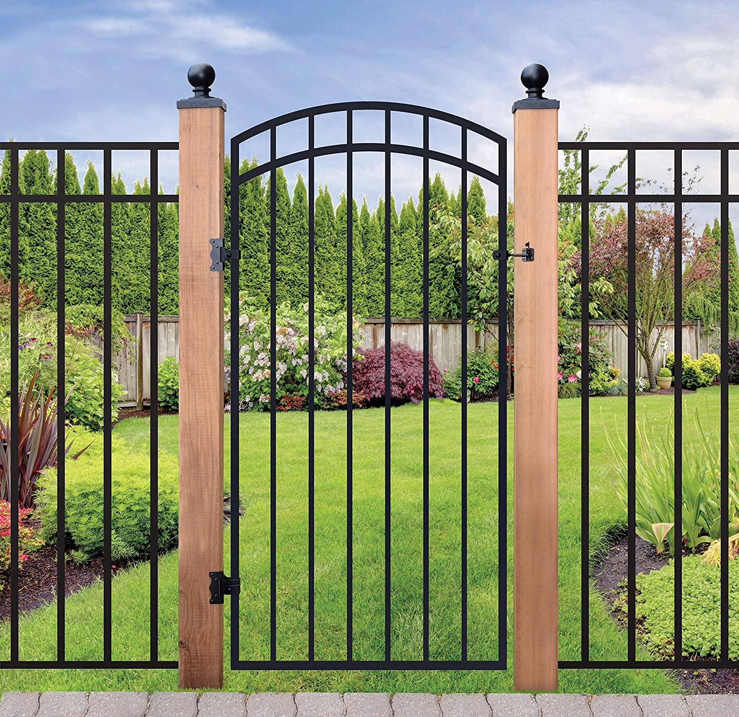 Nuvo Iron GGI0440 33" w x 68" h Garnet Ex. Rail Arched (Designed for Openings of 36" w) Gate, 33" x 68", Black 33" x 68" - Garnet Rail Arched Gate