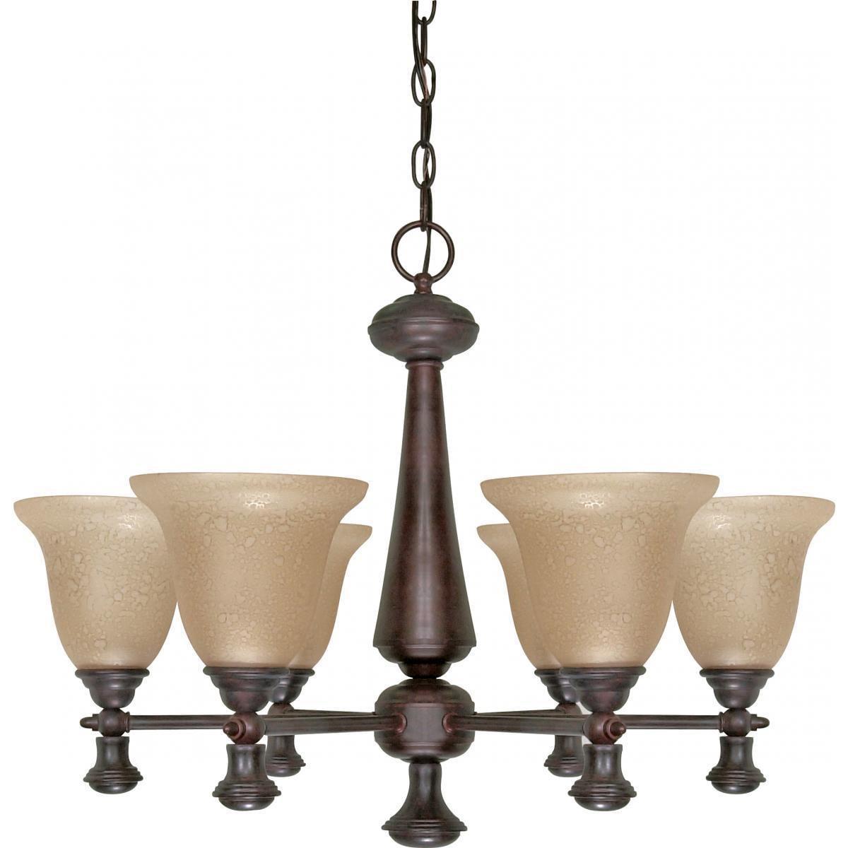 Mericana Classic 6-Light Chandelier with Amber Water Glass - Old Bronze