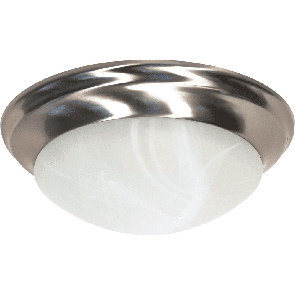 Alabaster Glass Shade 14" Nickel Flush Mount Ceiling Light