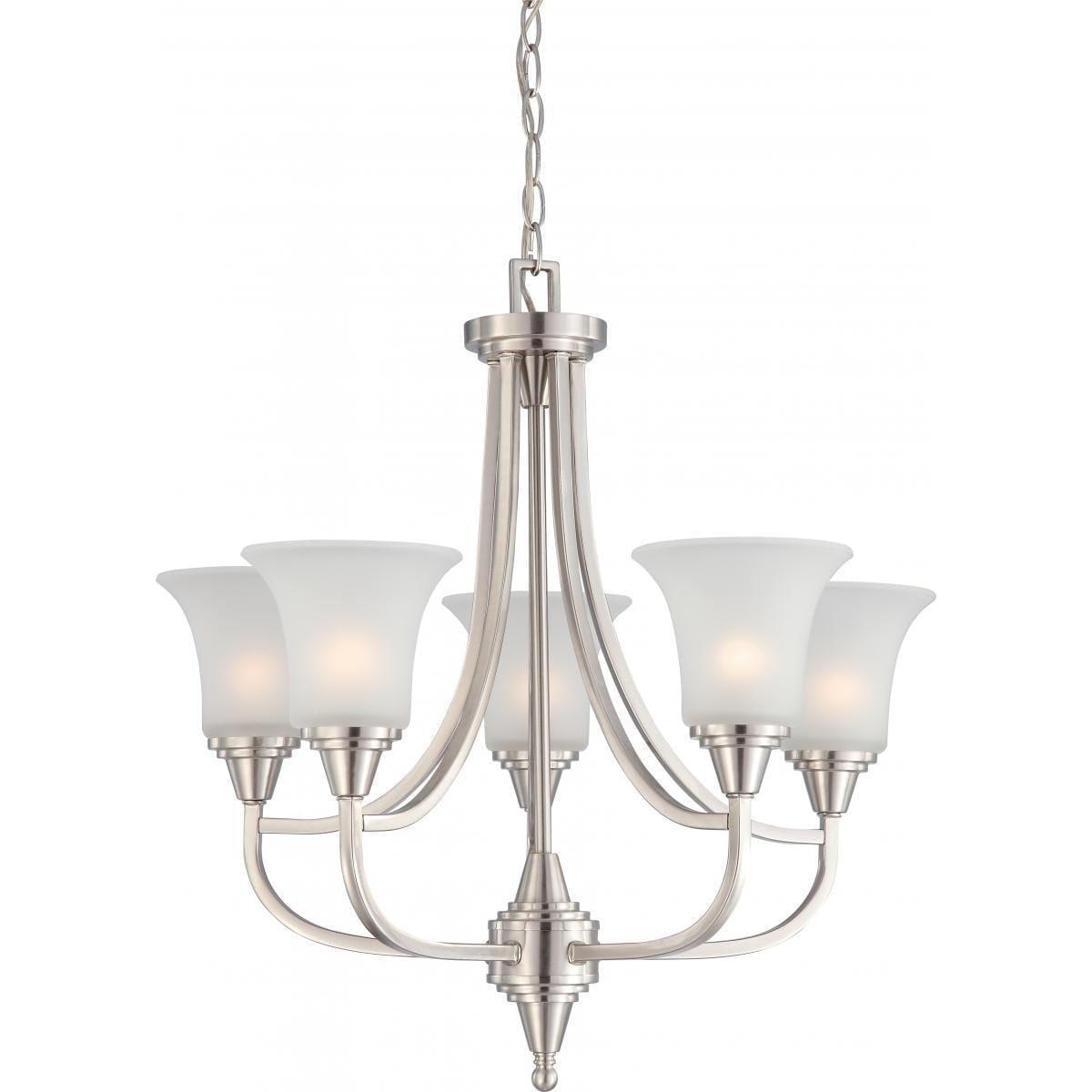 Surrey 24'' Frosted Glass Nickel 5-Light Chandelier