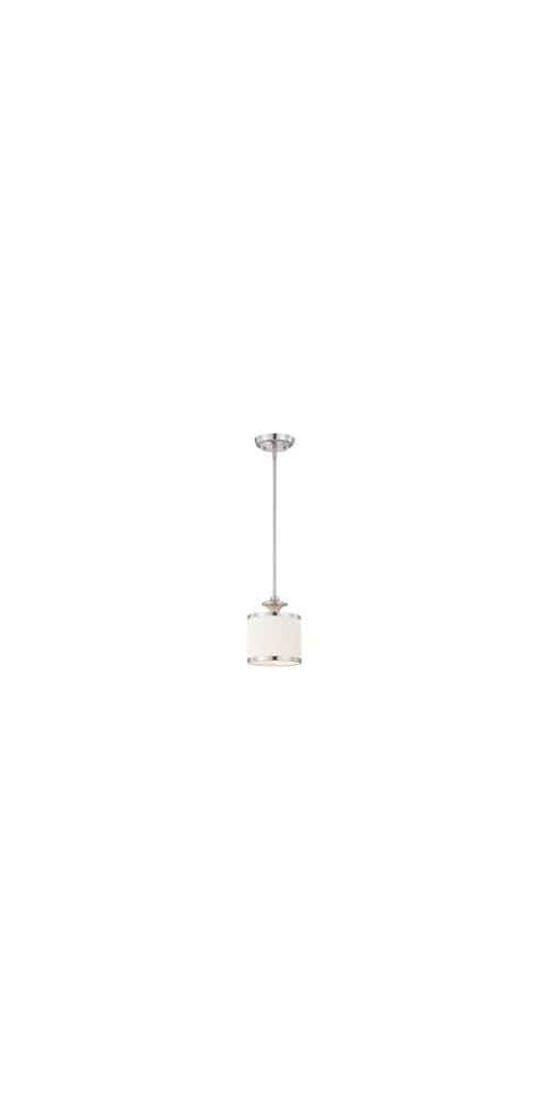 Candice Brushed Nickel 7" Mini Pendant Light with Glass Shade