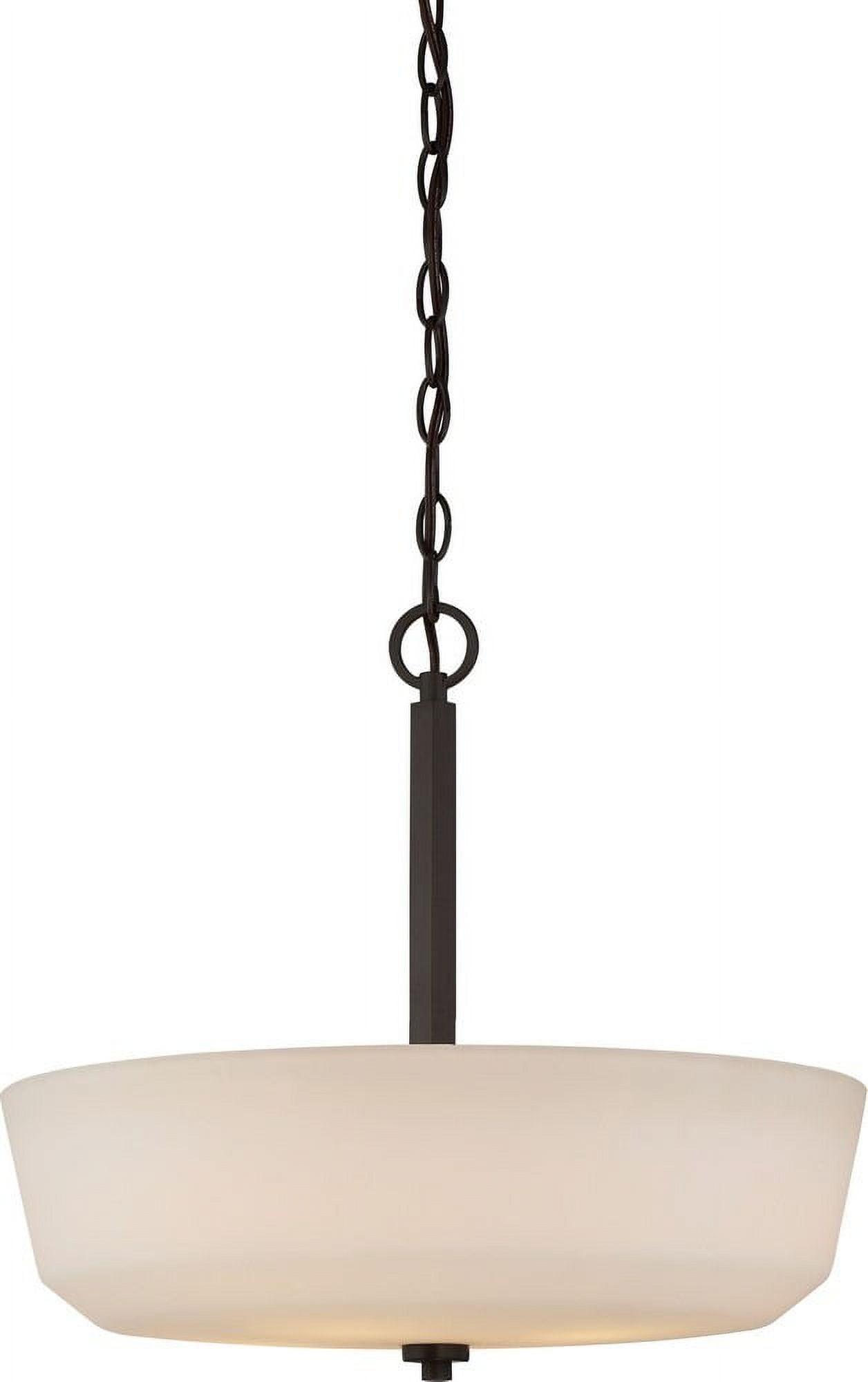 Willow 18" White Glass and Bronze Bowl Pendant Light