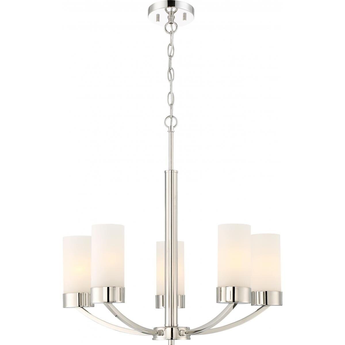 Elegant Denver 22" Polished Nickel 5-Light Chandelier