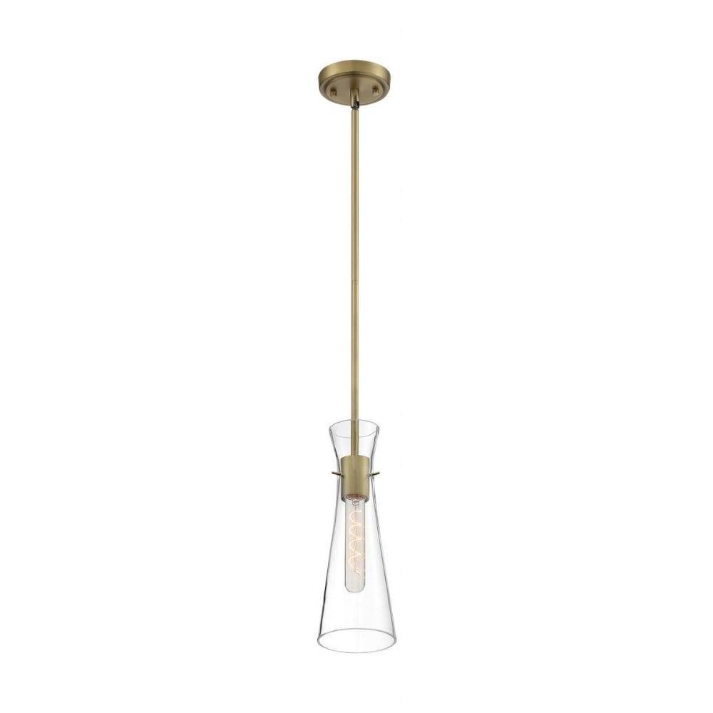 Bahari 14" Vintage Brass Mini Pendant with Clear Glass Shade