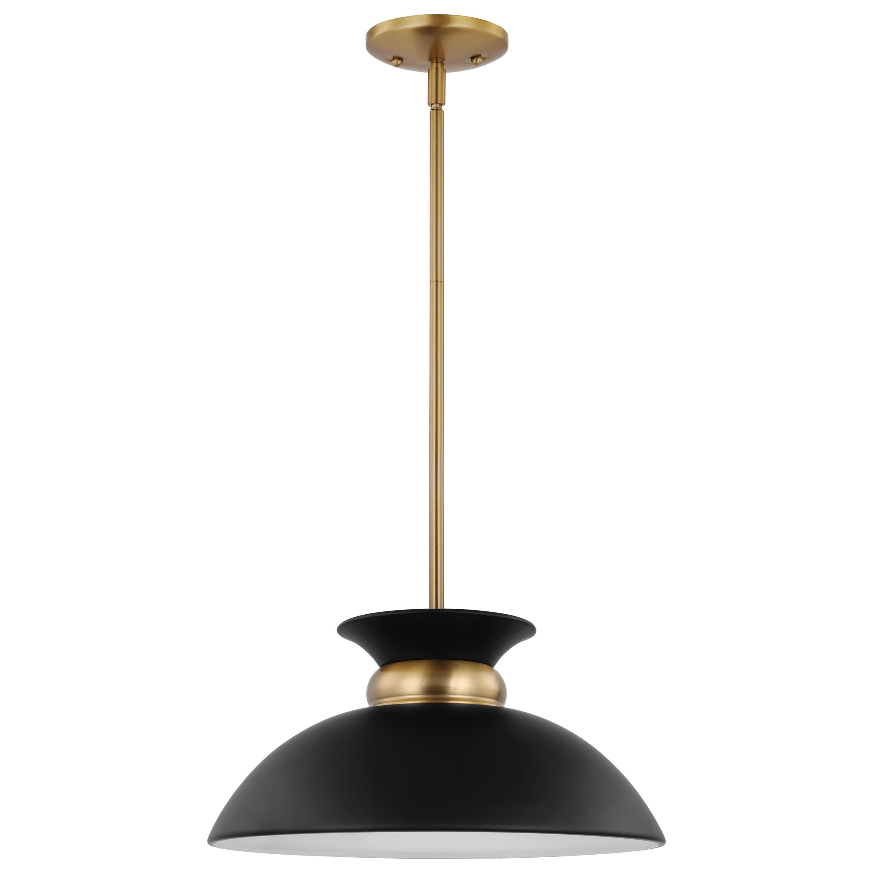 Nuvo Lighting 60/7460 Perkins 15" Wide Pendant - Matte Black / Burnished Brass