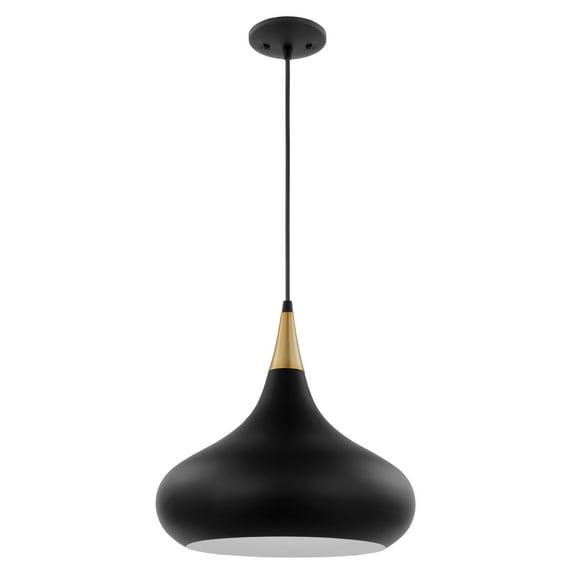 Nuvo Lighting 60/7513 Phoenix 14" Wide Pendant - Matte Black / Burnished Brass