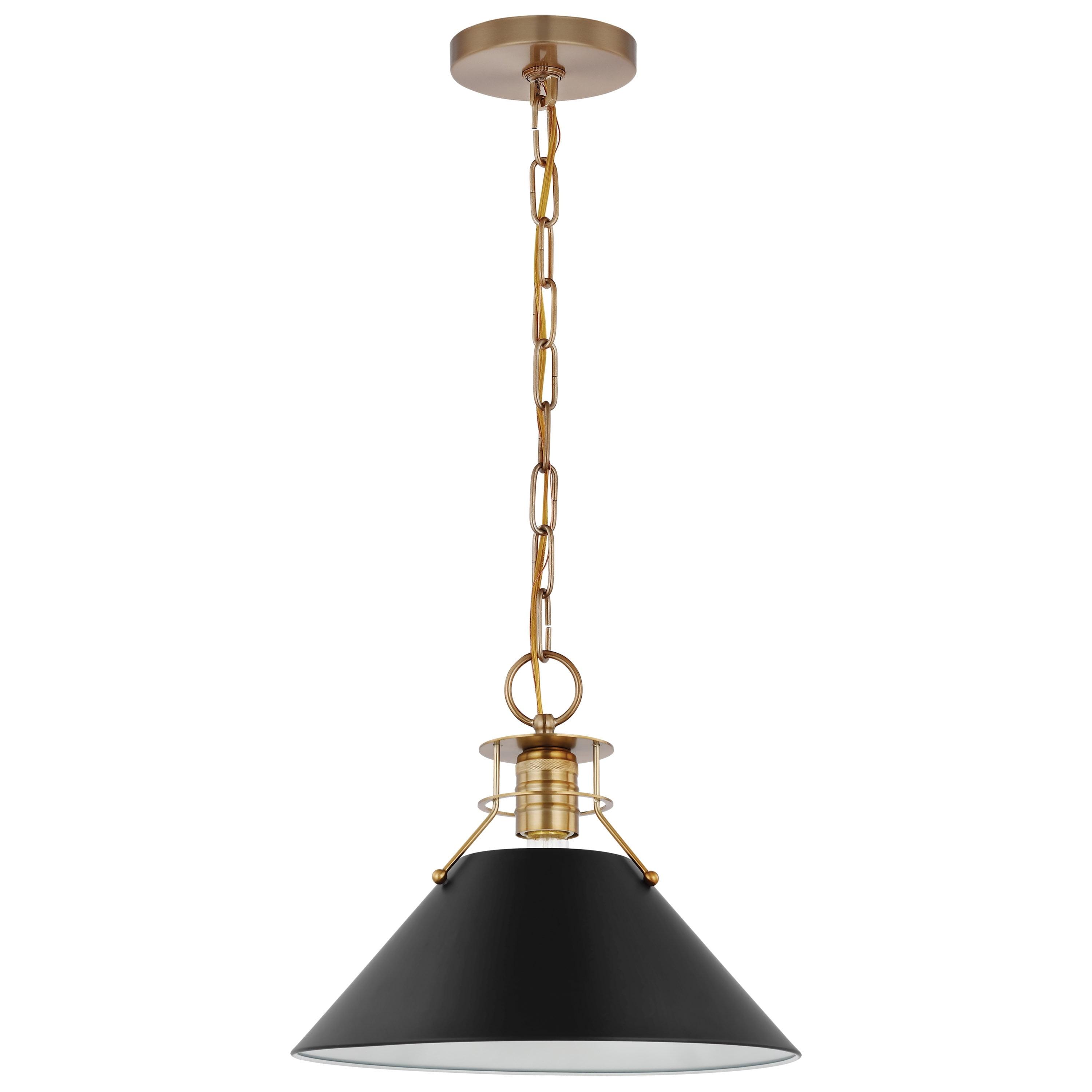 Nuvo Lighting 60/7523 Outpost 13" Wide Pendant - Matte Black / Burnished Brass