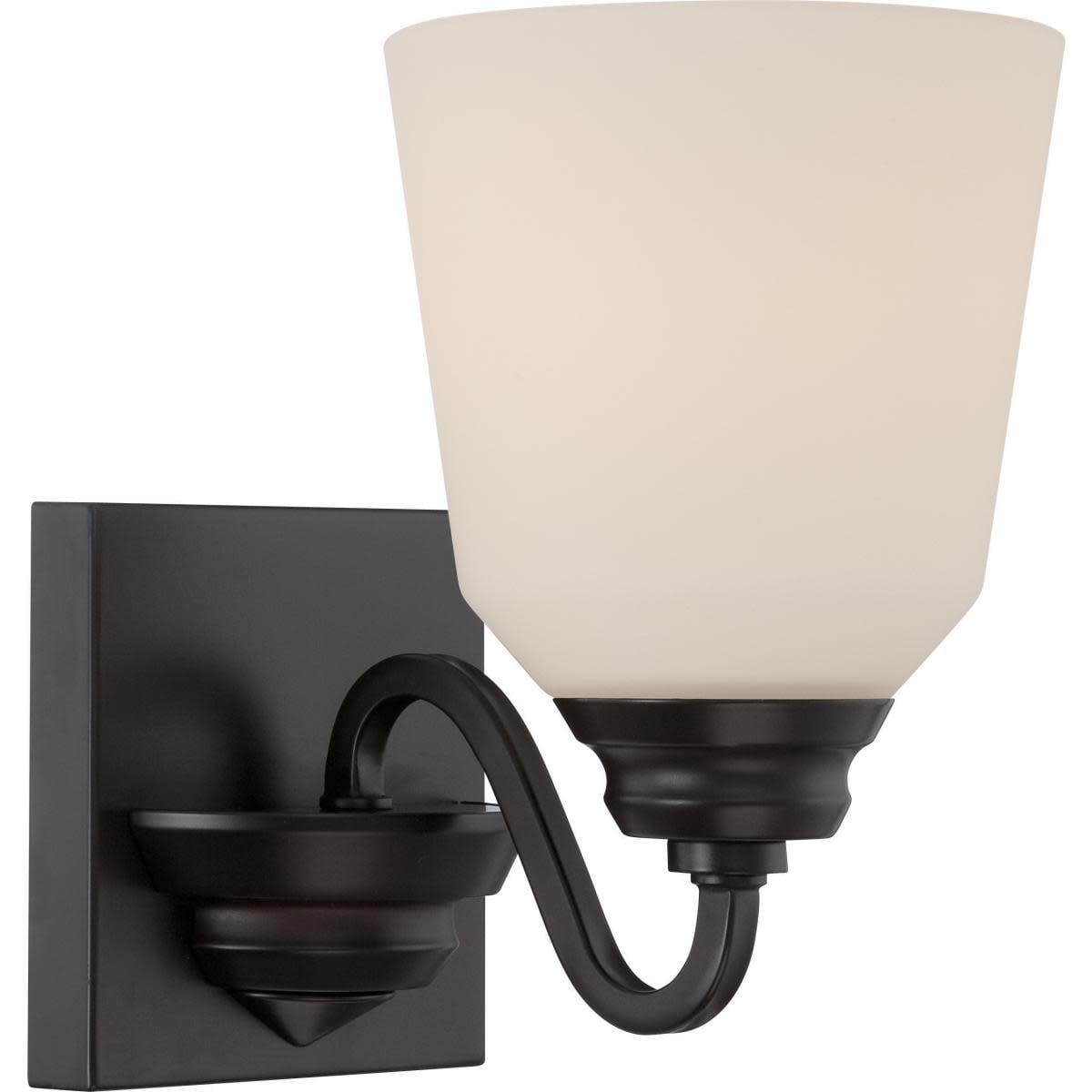 Calvin 8.5" Mahogany Bronze LED Bathroom Sconce with Frosted Glass