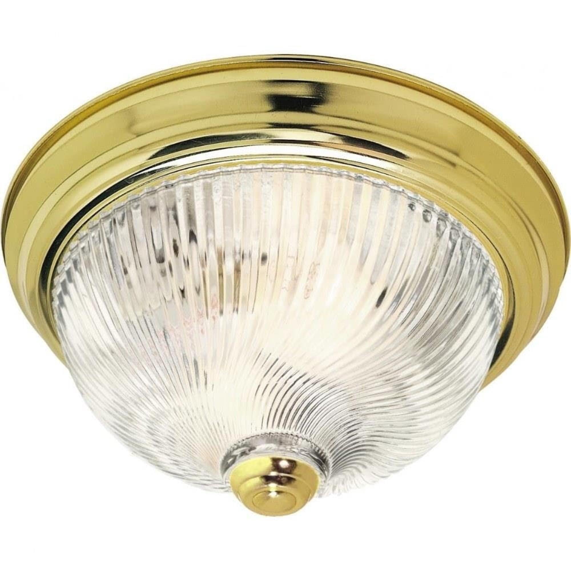 Elegant Polished Brass Flush Mount Ceiling Light with Glass Shade