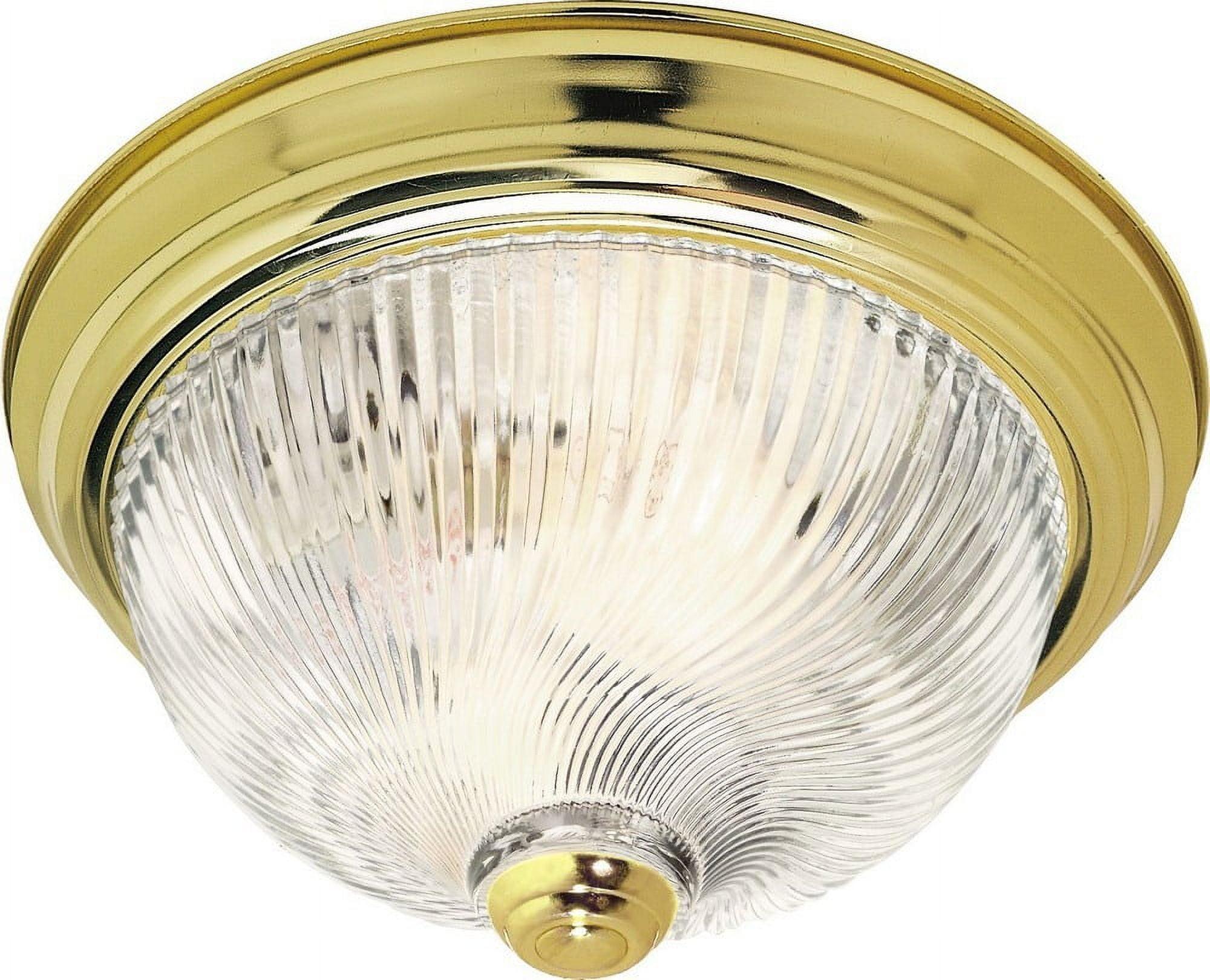 Elegant Polished Brass Flush Mount Ceiling Light with Glass Shade