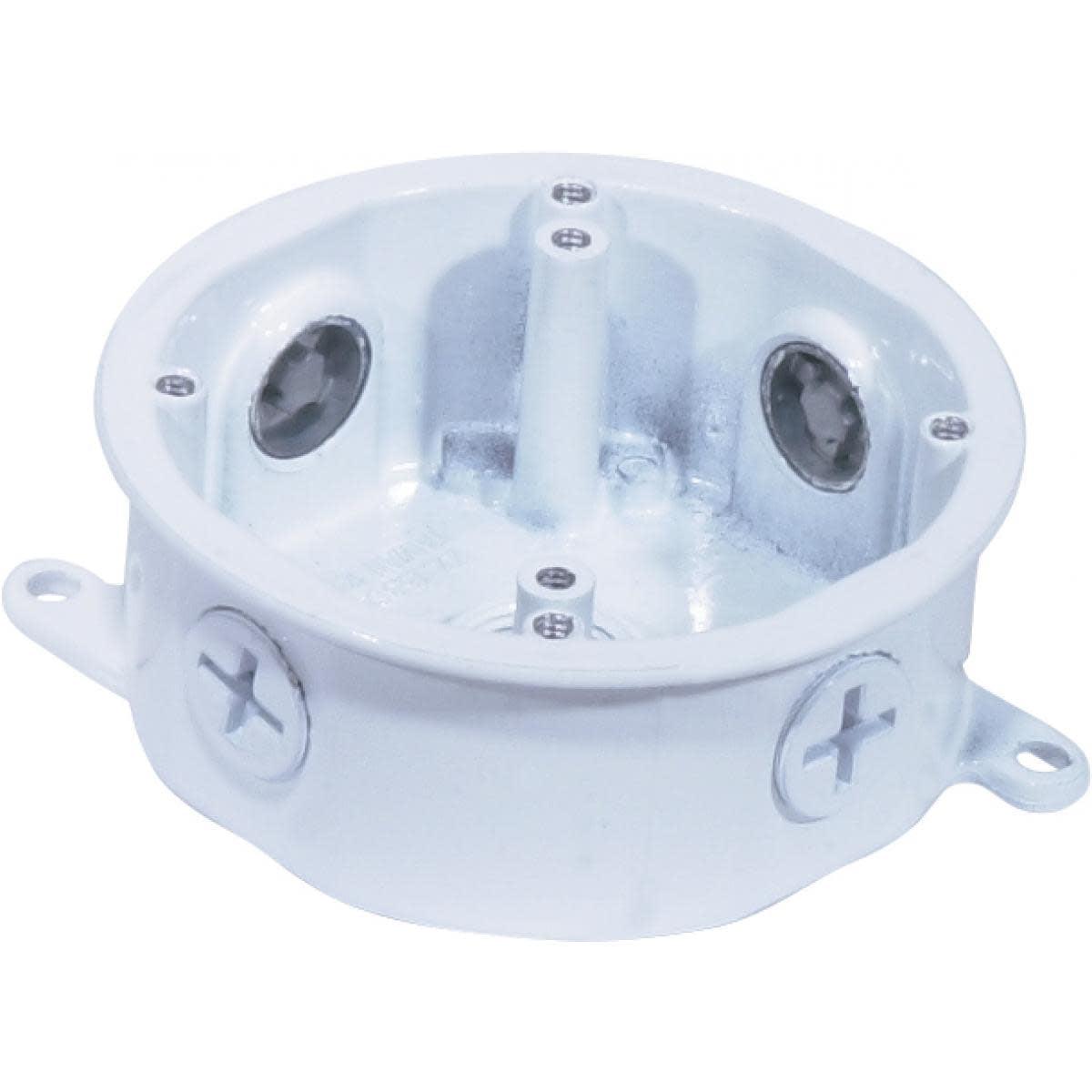 White Steel 4-Inch Round Outdoor Junction Box