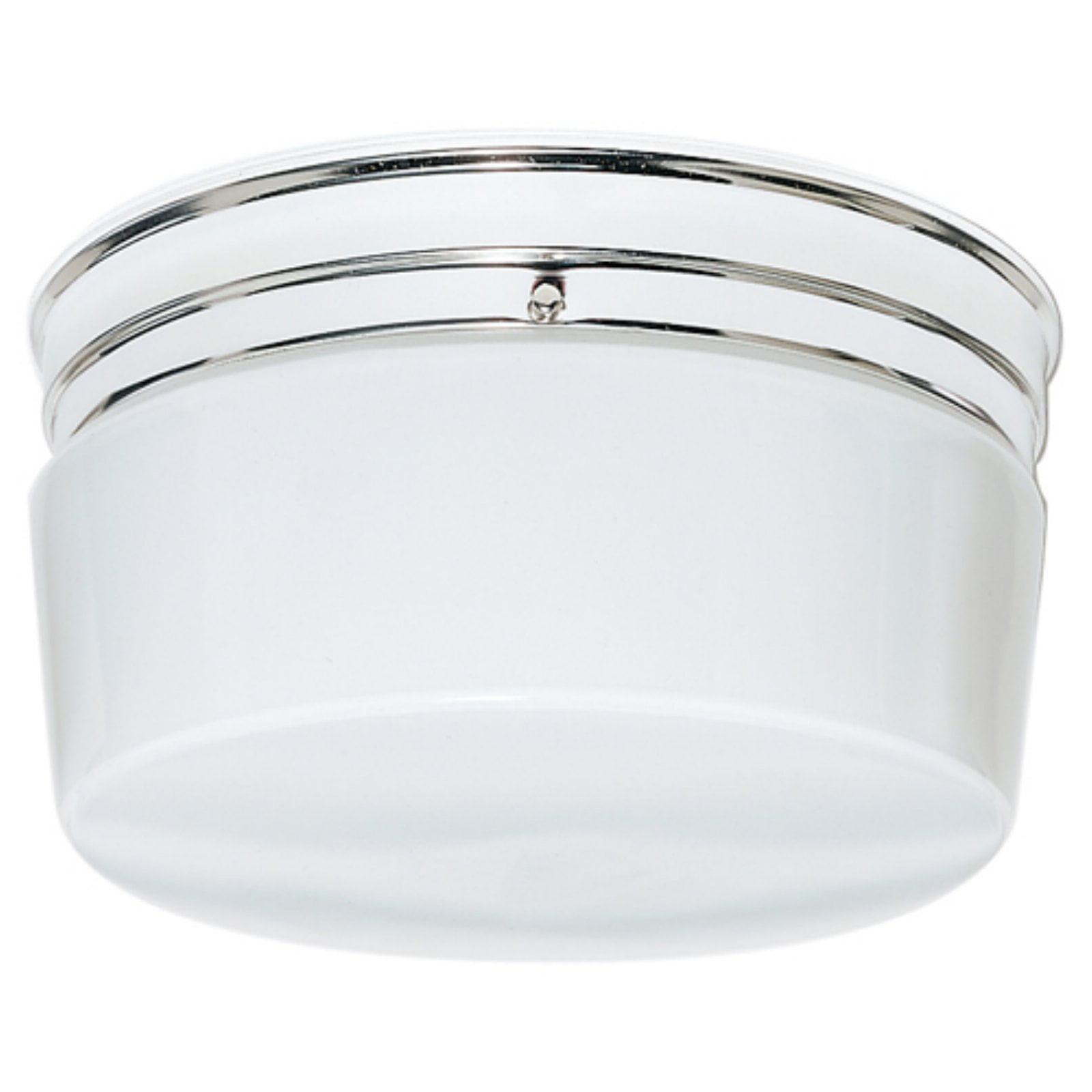 Elegant Polished Chrome 10" Flush Mount Ceiling Light with White Drum Shade