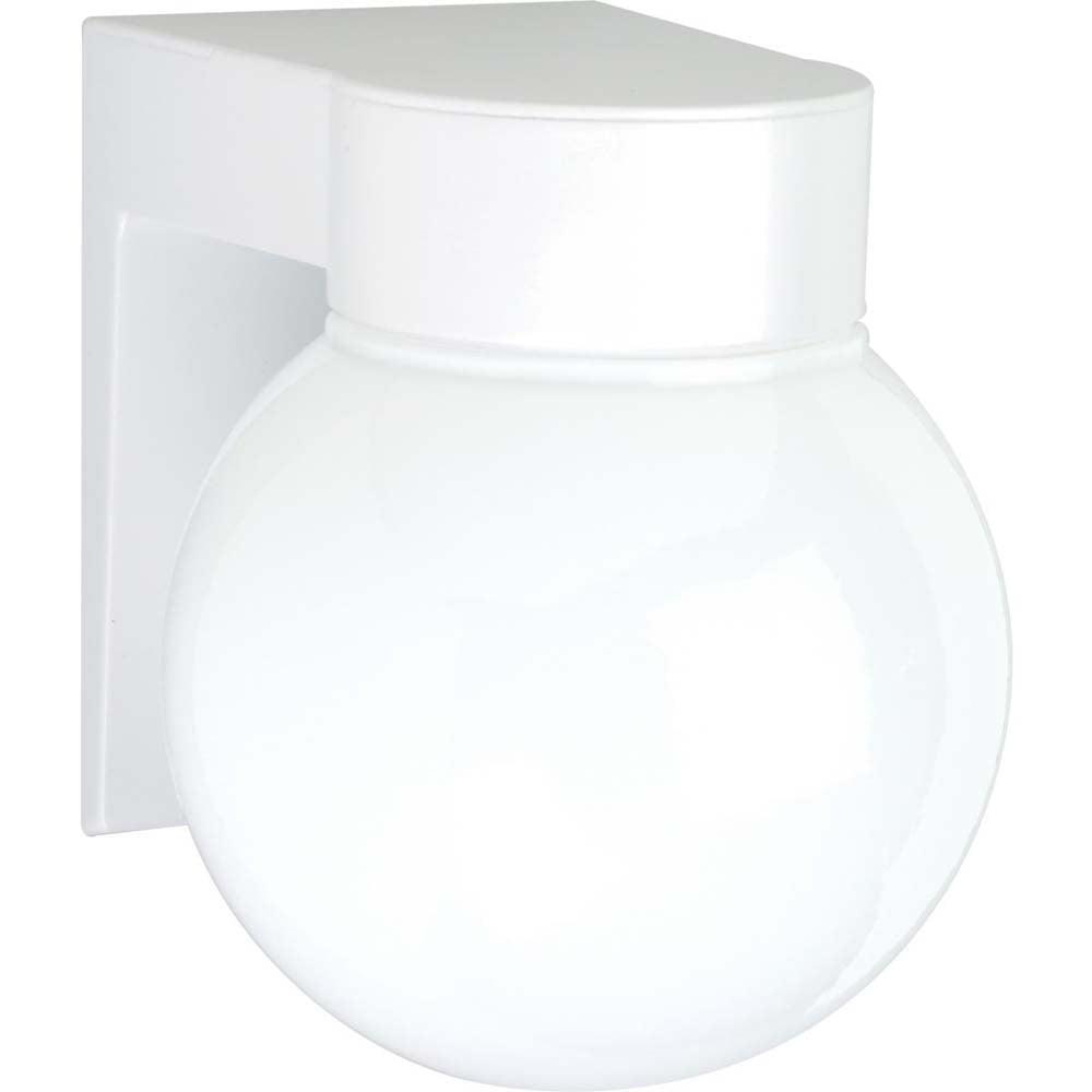 White Globe Direct Wired Wall Sconce