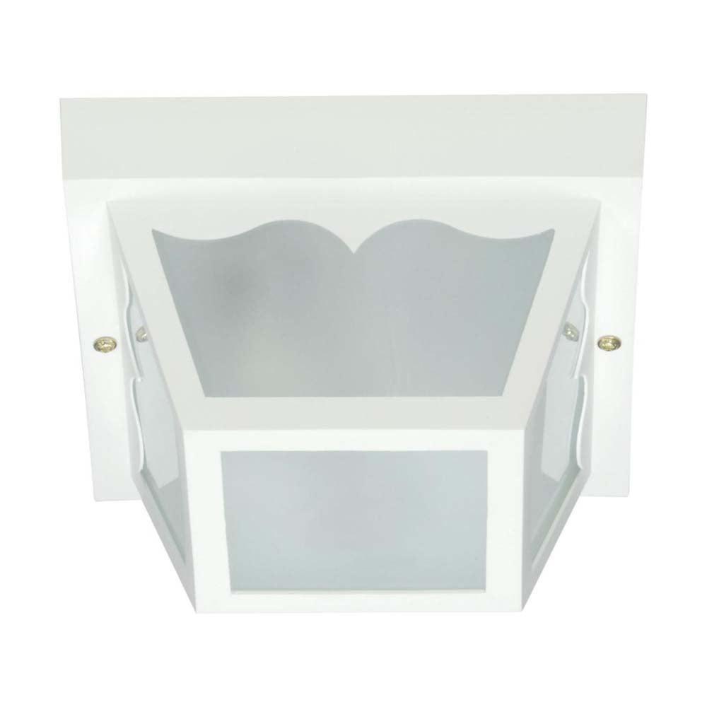 Traditional White Glass 8.25" Indoor/Outdoor Flush Mount Ceiling Light