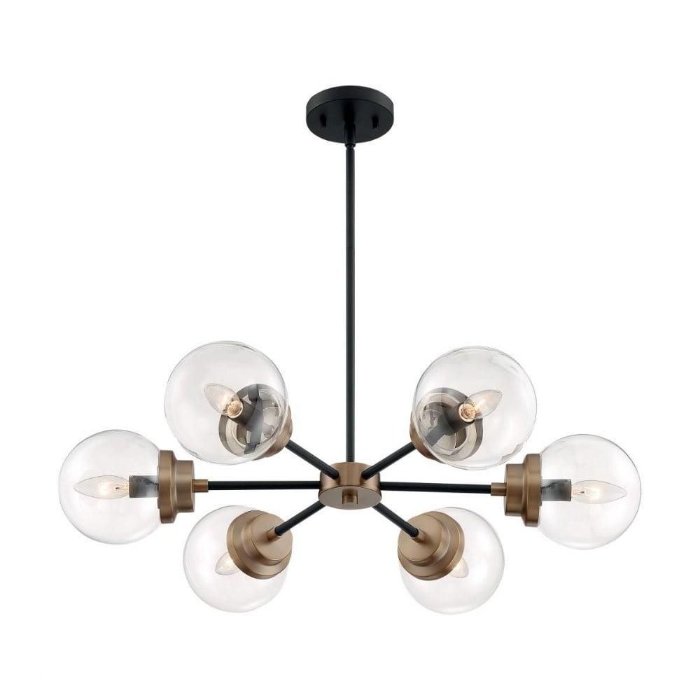 Axis 30" Matte Black and Brass Sputnik Chandelier