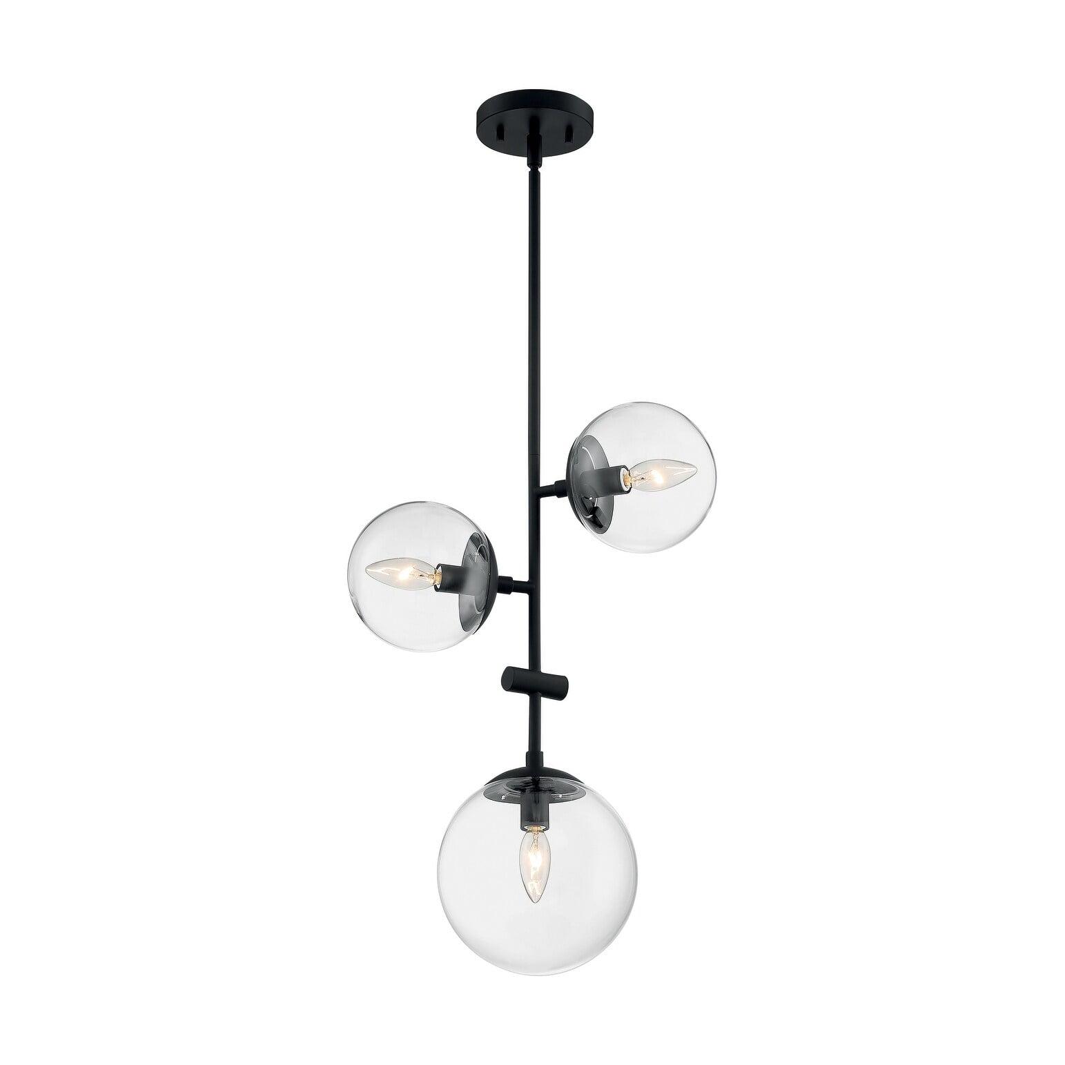 Sky Asymmetrical Globe 3-Light Pendant in Matte Black and Brass