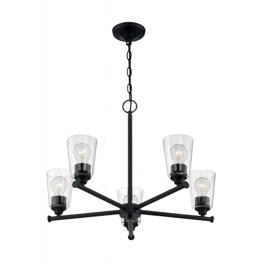 Bransel Matte Black 5-Light 25" Transitional Chandelier