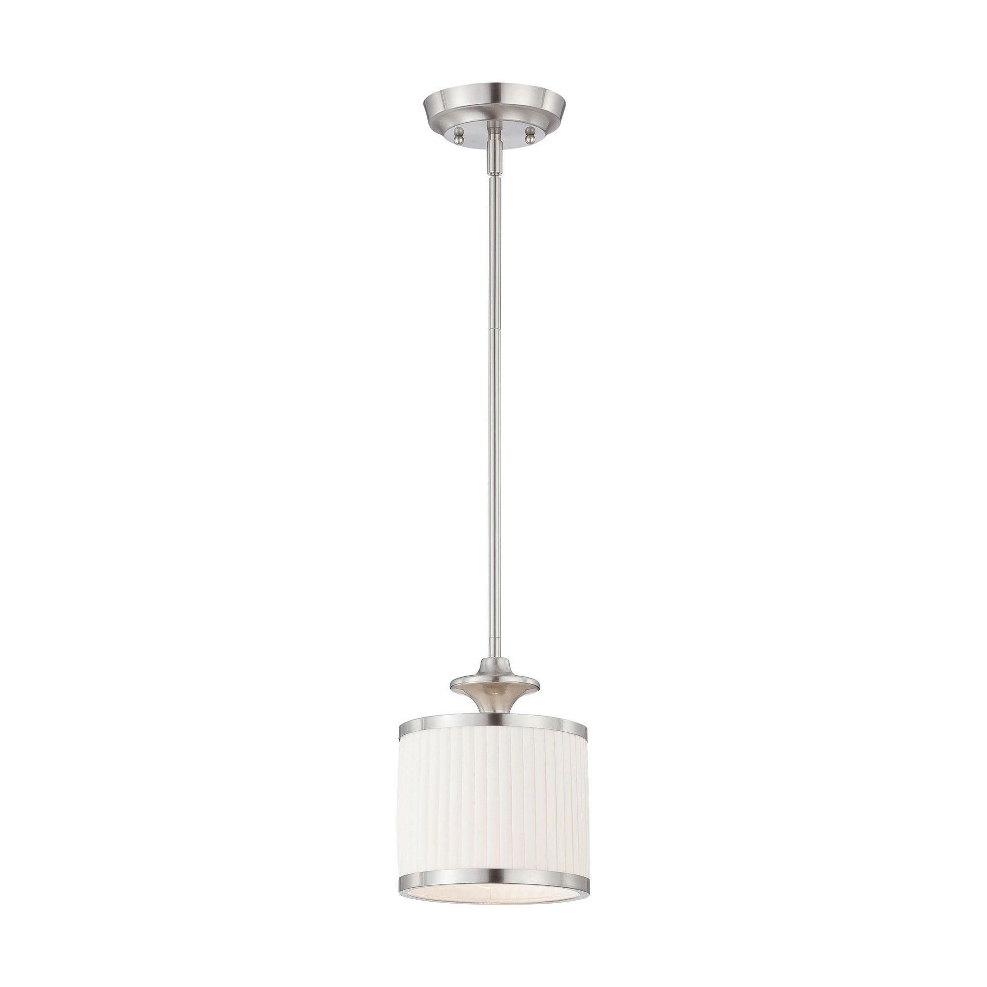 Nuvo Lighting Candice Nickel and Flat Pleated White Shade 1-Light Mini Pendant