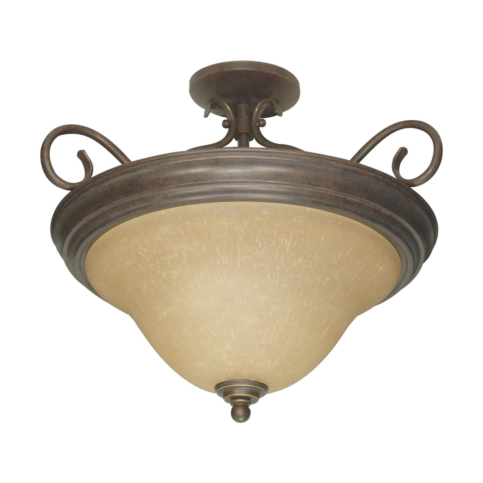 Nuvo Lighting Castillo - 3 Light - 19" - Semi-Flush - with Champagne Linen Washed Glass