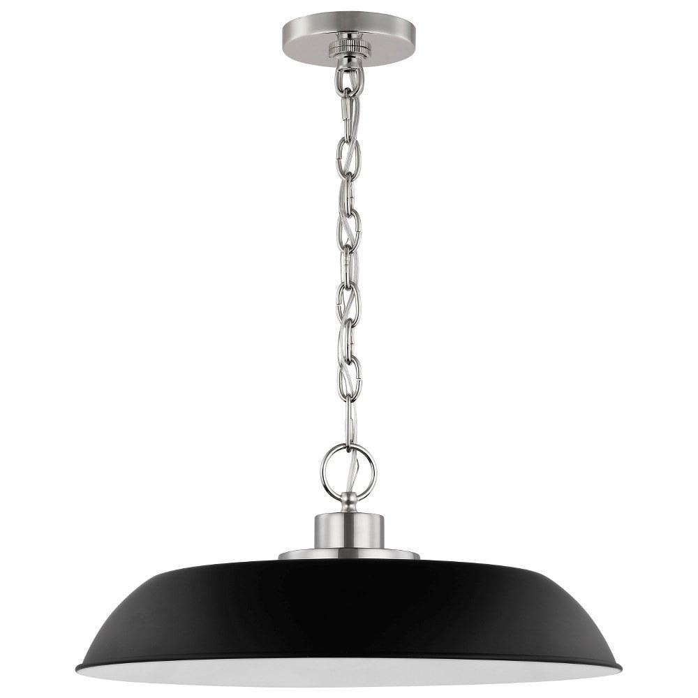 60/7485-Nuvo Lighting-Colony - 1 Light Medium Pendant In Mid-Century Modern Style-8.13 Inches Tall and 19.88 Inches Wide-Matte Black/Polished nickel