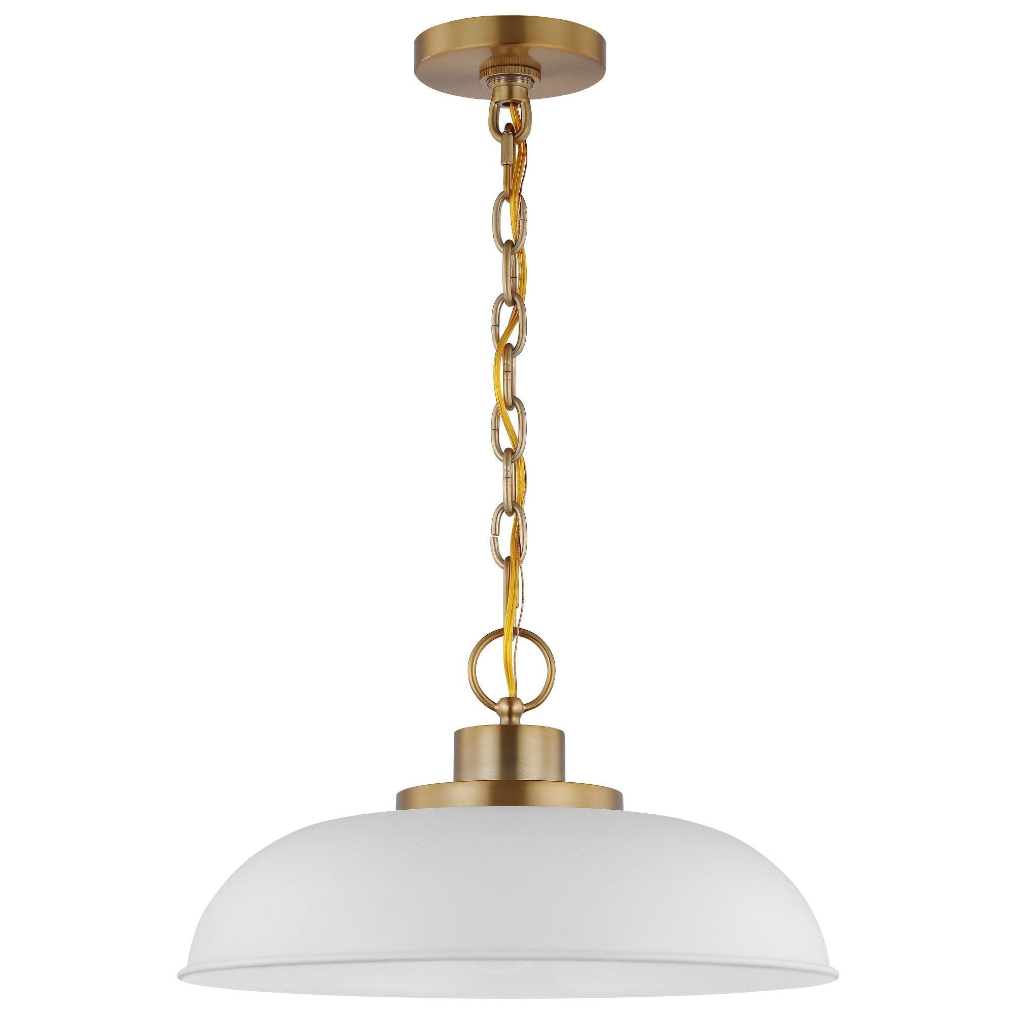 Nuvo Lighting Colony 1 Light Small Pendant Matte White with Burnished Brass
