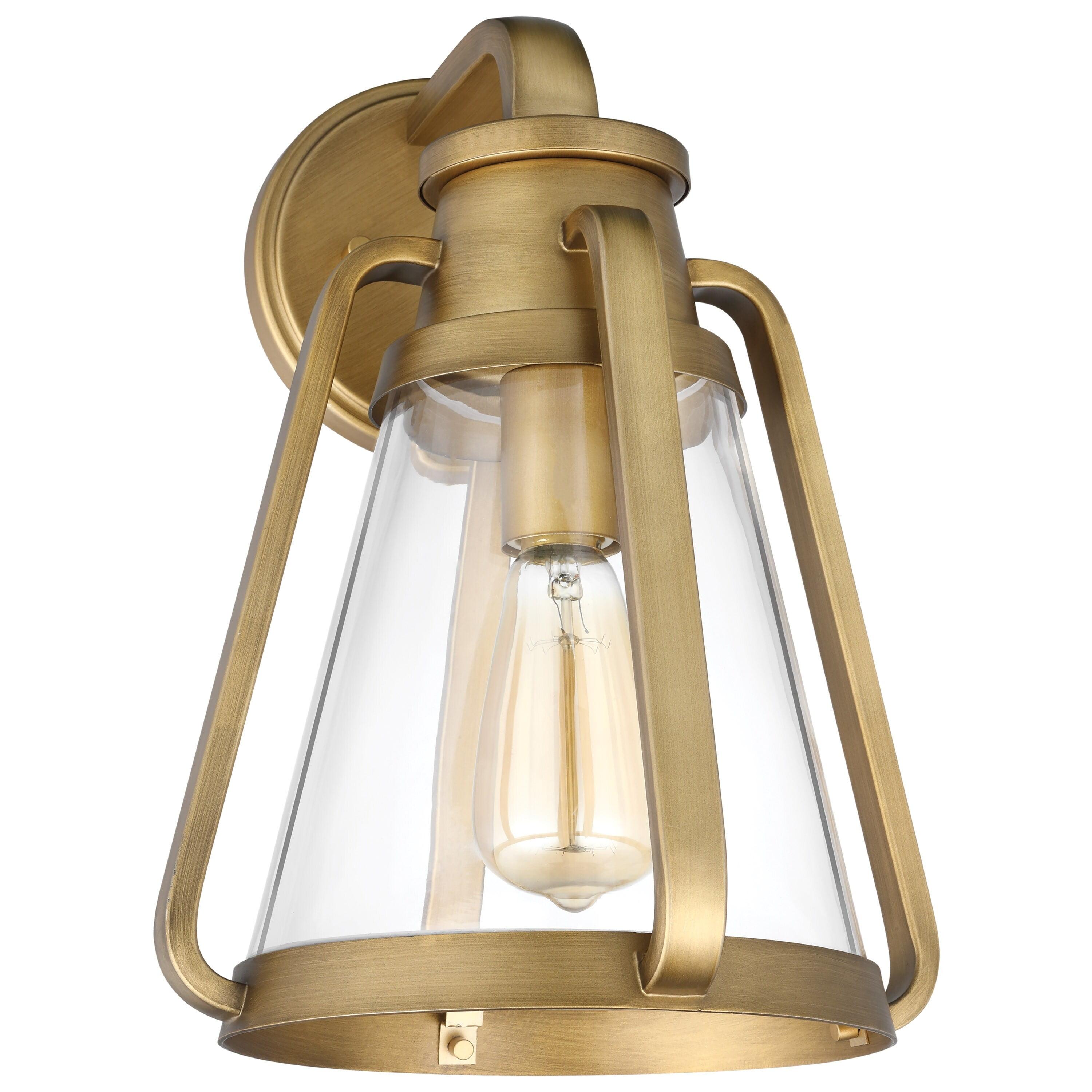 Nuvo Lighting Everett 1 Light Large Wall Sconce Natural Brass with Clear Glass