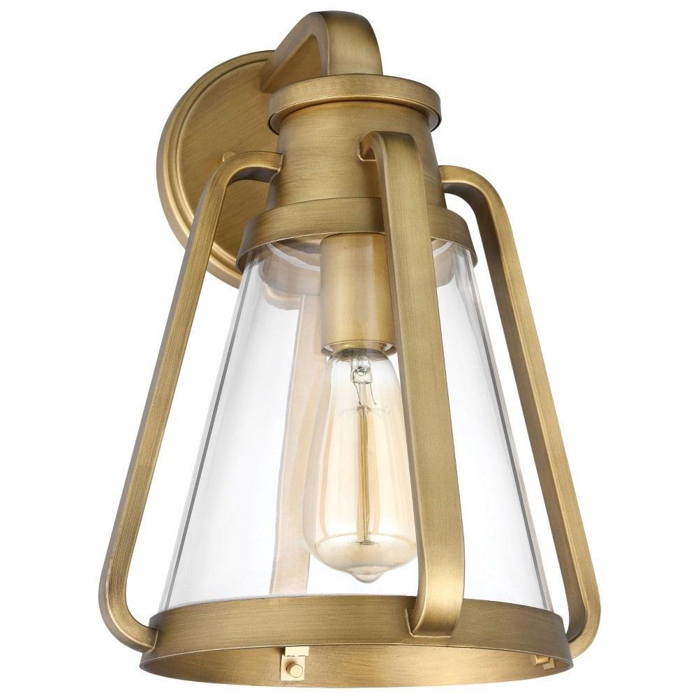 Nuvo Lighting Everett 1 Light Large Wall Sconce Natural Brass with Clear Glass