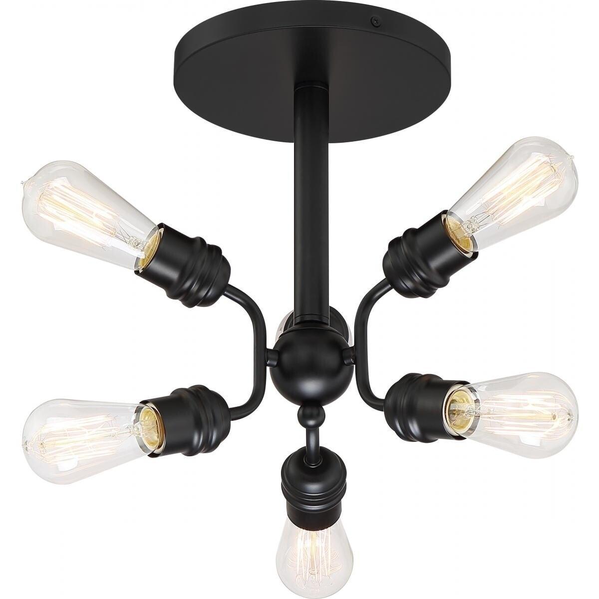 Faraday 6-Light Black Sphere Semi-Flush Mount Ceiling Light