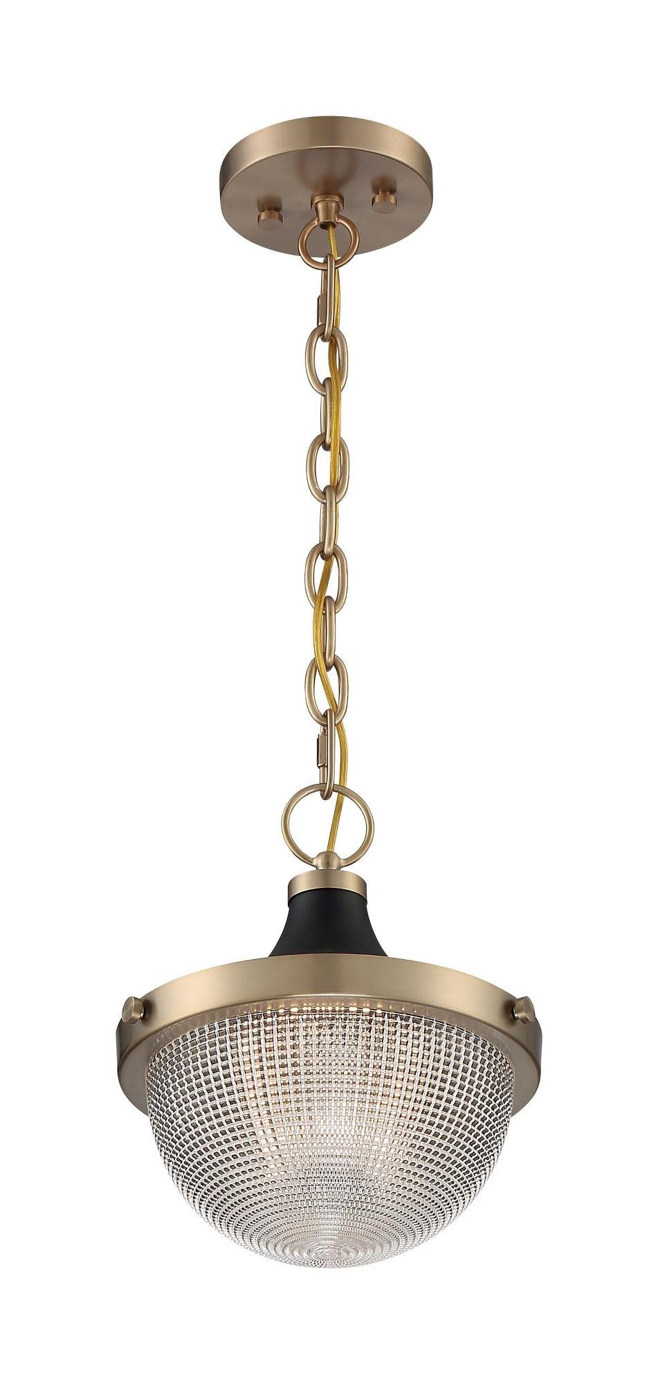 60/7059-Nuvo Lighting-Faro-1 Light Small Pendant in Transitional Style-10 Inches Wide by 11.38 Inches High-Burnished Brass/Black Finish