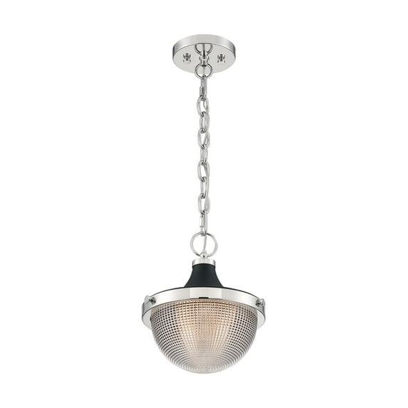 60/7069-Nuvo Lighting-Faro-1 Light Small Pendant in Transitional Style-10 Inches Wide by 11.38 Inches High-Polished Nickel/Black Finish
