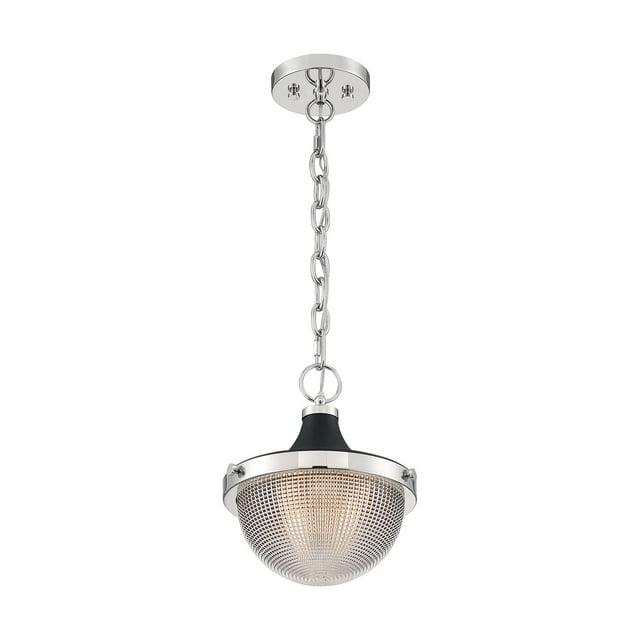 60/7069-Nuvo Lighting-Faro-1 Light Small Pendant in Transitional Style-10 Inches Wide by 11.38 Inches High-Polished Nickel/Black Finish