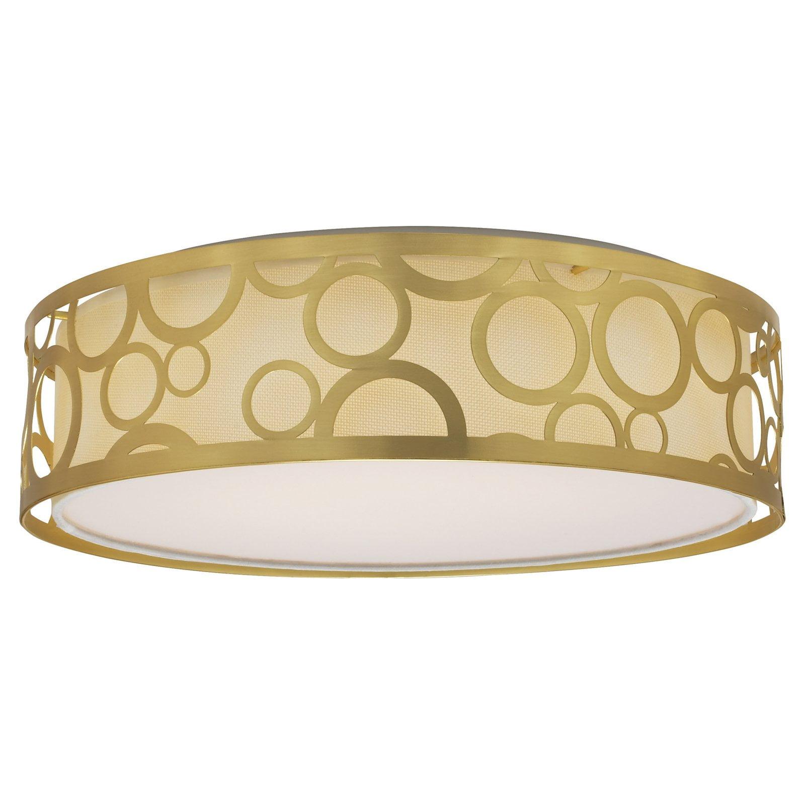 Polished Nickel Crystal Drum 17" LED Flush Mount, Energy Star Rated