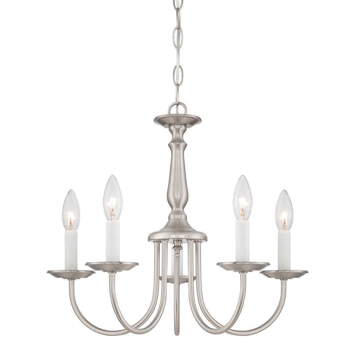 Elegant Brushed Nickel 5-Light Candlestick Chandelier, 18"