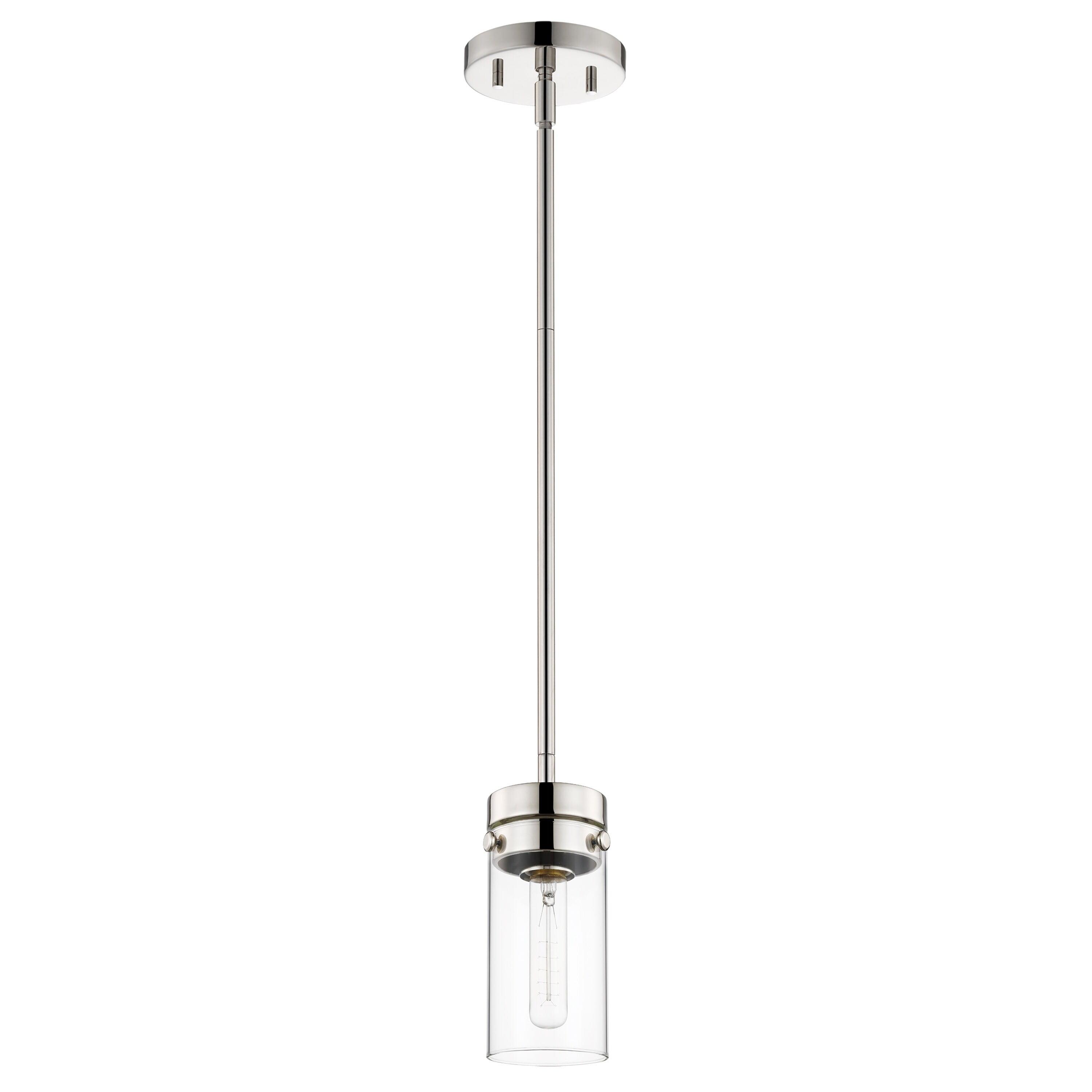 Polished Nickel Mini Pendant with Clear Glass Shade