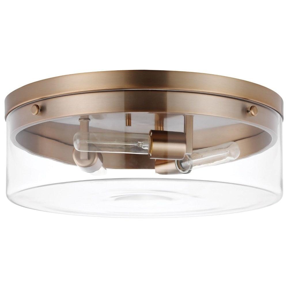 Nuvo Lighting Intersection - Large Flush Mount Fixture - Burnished Brass with Clear Glass