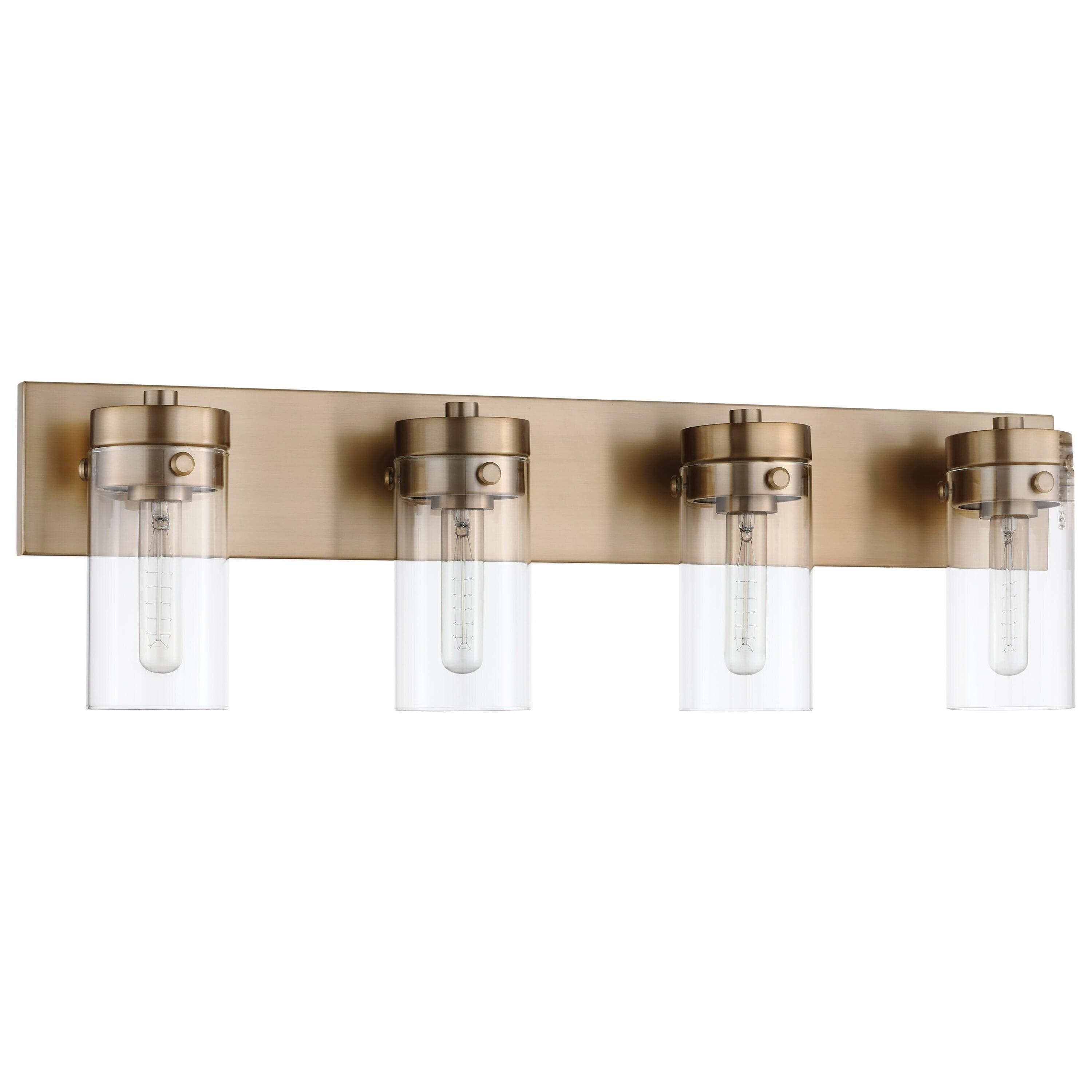 Burnished Brass Cylinder 4-Light Industrial Vanity Fixture