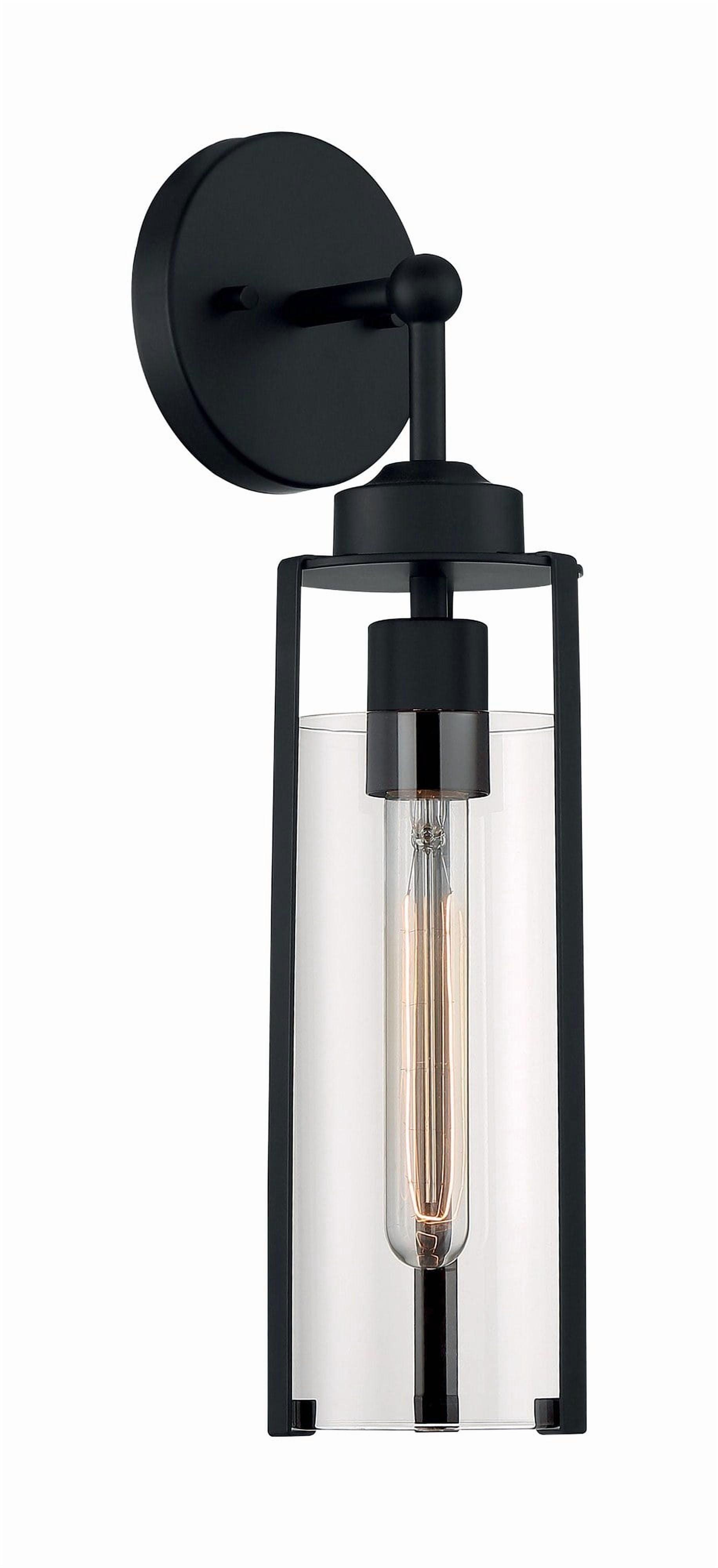 WIixle 60/7161 Marina - 1 Light Wall Sconce, Matte Black Finish with Clear Glass