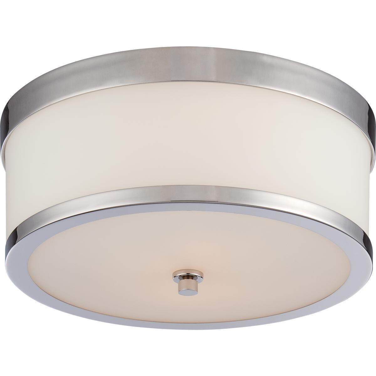 Polished Nickel Glass 2-Light Flush Mount Fixture