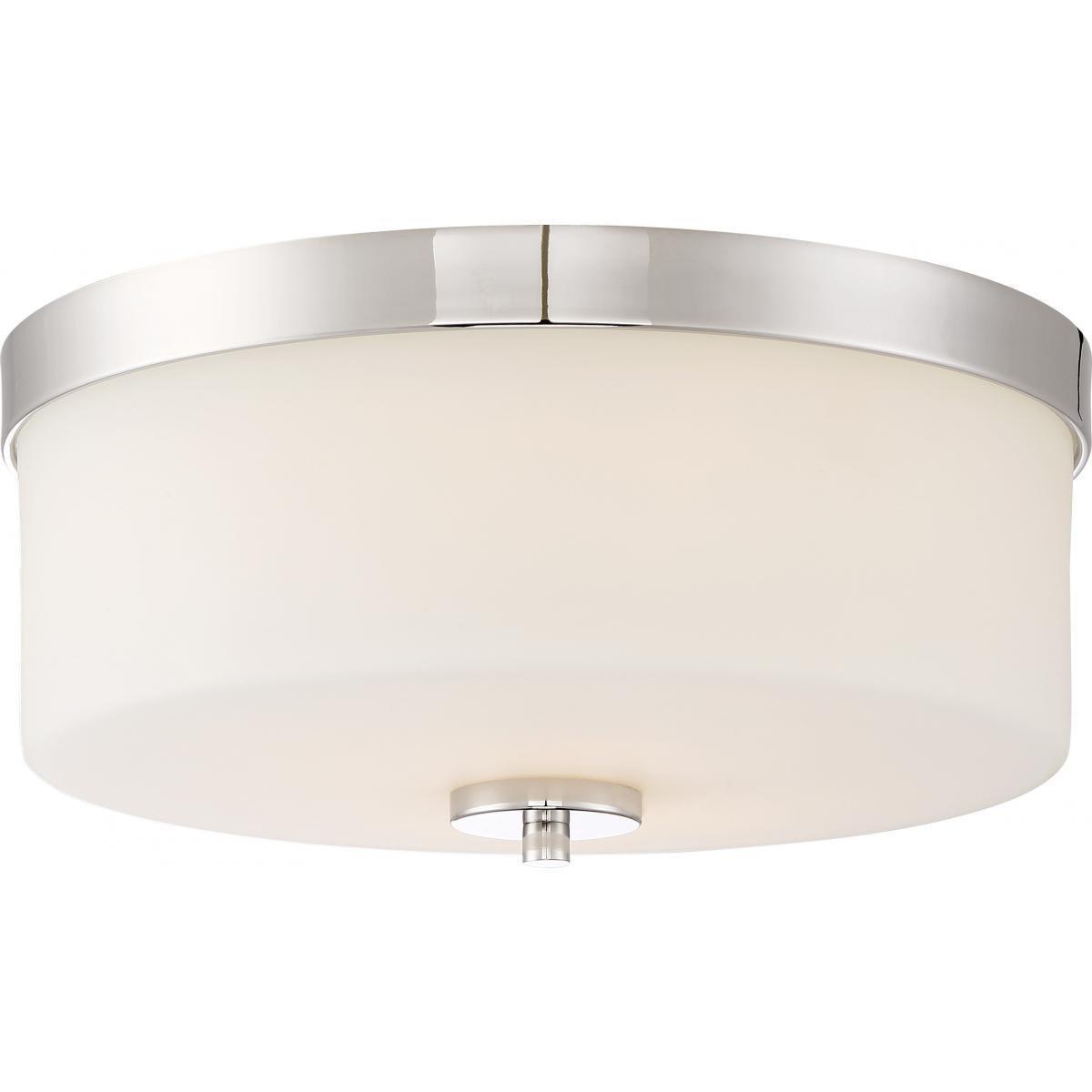 Denver Polished Nickel 13.63" Two-Light Flush Mount Ceiling Fixture