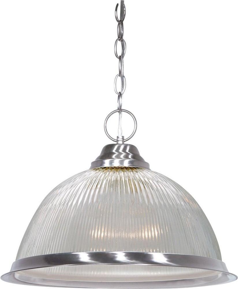 Elegant Brushed Nickel 15" Bowl Pendant with Clear Glass Dome