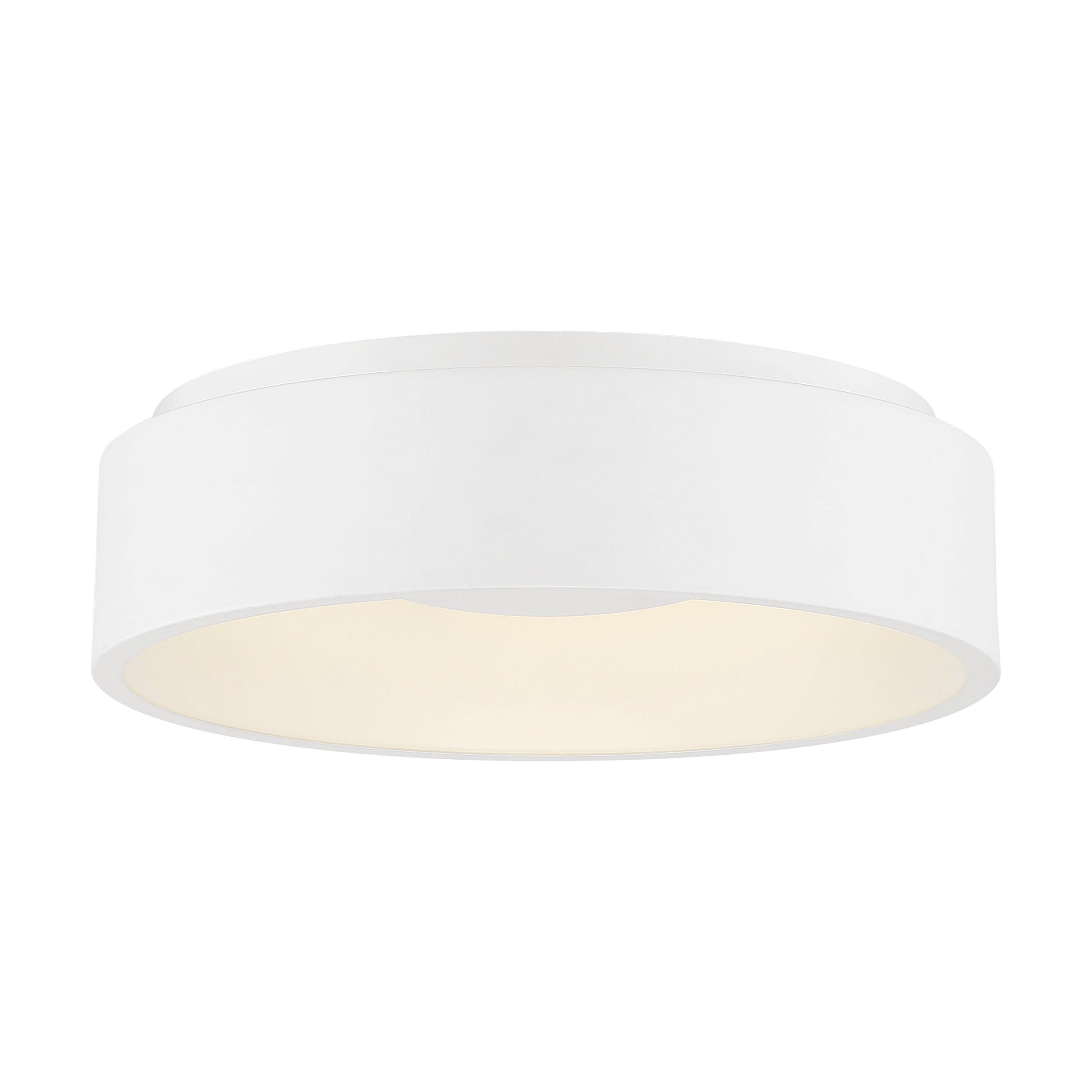 White Glass LED Drum Flush Mount Ceiling Light