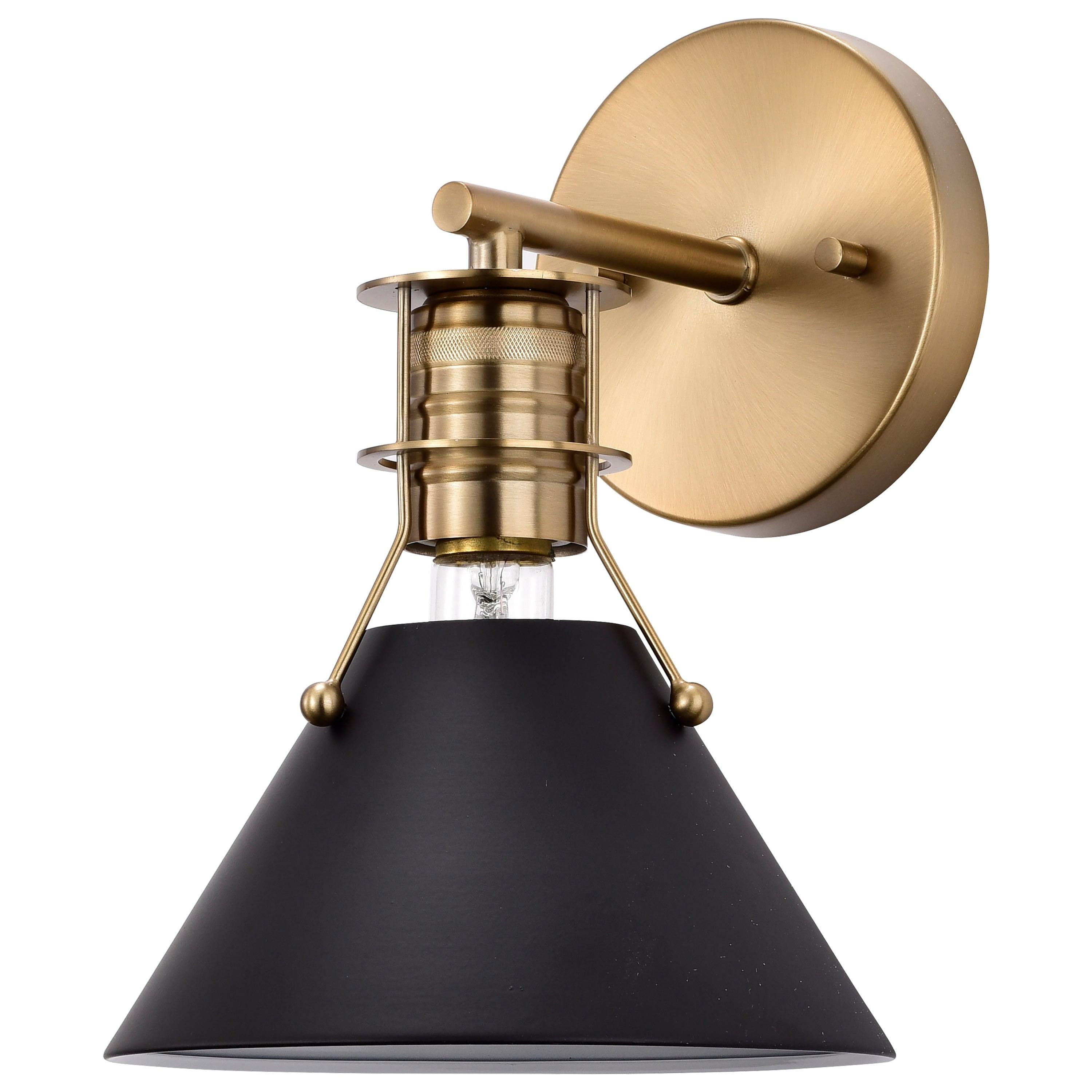 Nuvo Lighting Outpost 1 Light Wall Sconce Matte Black with Burnished Brass